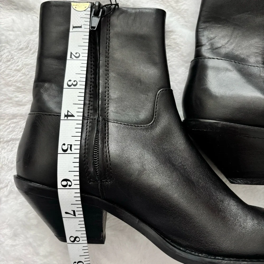 ZARA Black Leather Pointy Toe Western-Style Ankle Bootie--6 - Picture 15 of 15